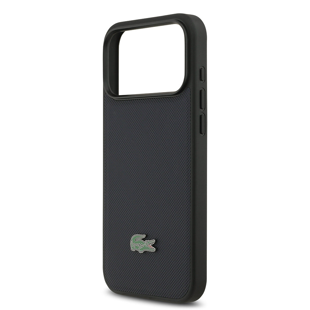 iPhone 17 Pro Max Kılıf Lacoste Orjinal Lisanslı M-safe Şarj Özellikli PU Pike Desenli Metal Logolu Kartlıklı Kılıf