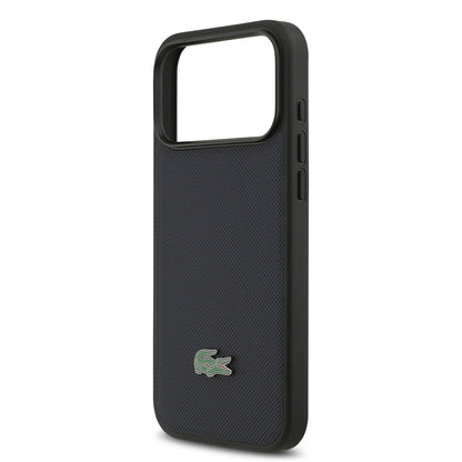 iPhone 17 Pro Max Kılıf Lacoste Orjinal Lisanslı M-safe Şarj Özellikli PU Pike Desenli Metal Logolu Kartlıklı Kılıf