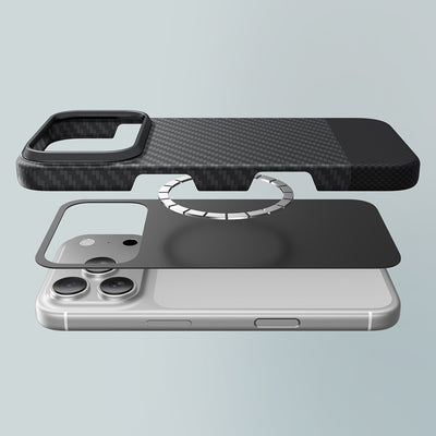 Apple iPhone 17 Pro Max Kılıf M-safe Şarj Özellikli 1500D Aramid Fiber Amazingthing Titan Max Serisi Kapak Siyah