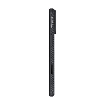 Apple iPhone 17 Pro Max Kılıf M-safe Şarj Özellikli 1500D Aramid Fiber Pitaka Military-Grade Classic Serisi Black-Grey Twill Kapak Siyah-Gri