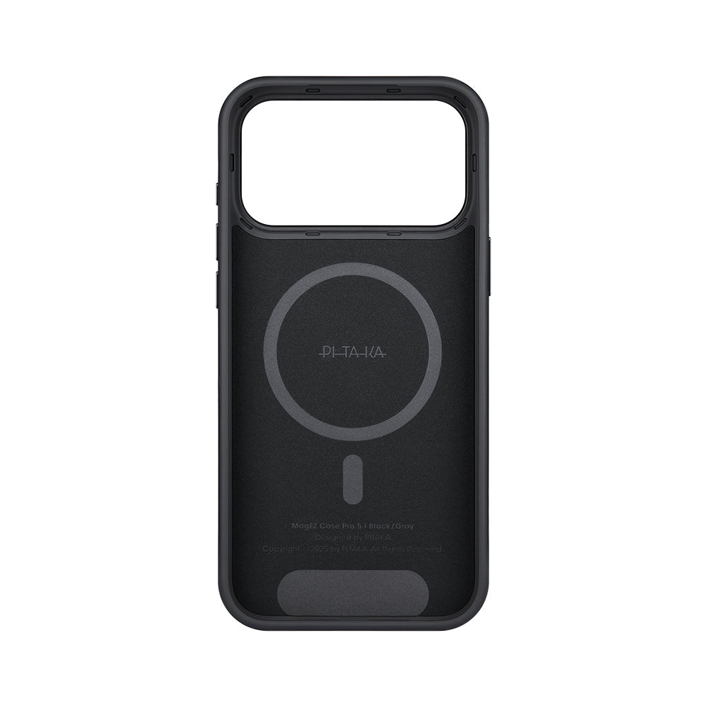 iPhone 17 Pro Max Kılıf M-safe Şarj Özellikli 1500D Aramid Fiber Pitaka Military-Grade Classic Serisi Black-Grey Twill Kılıf