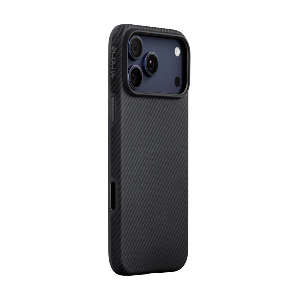 iPhone 17 Pro Max Kılıf M-safe Şarj Özellikli 1500D Aramid Fiber Pitaka Military-Grade Classic Serisi Black-Grey Twill Kılıf