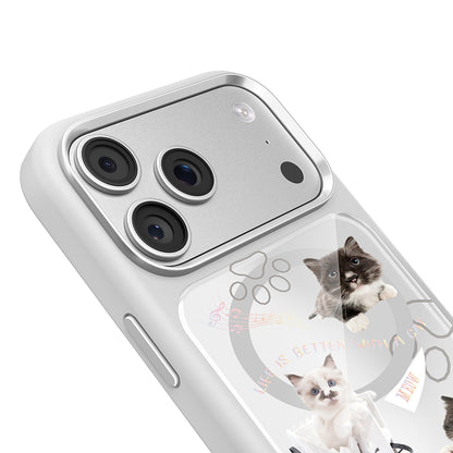 Apple iPhone 17 Pro Max Kılıf M-safe Şarj Özellikli 3D Baskılı Tasarım Mutural The Cat Serisi Kapak
