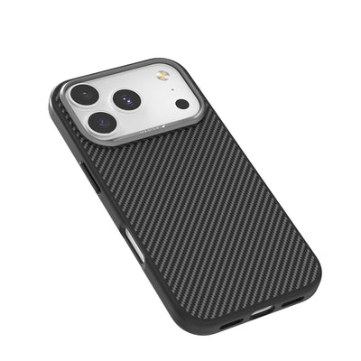 Apple iPhone 17 Pro Max Kılıf M-safe Şarj Özellikli 600D Metal Kamera Çerçeveli Raptic Aramid Fiber Serisi Kapak Siyah