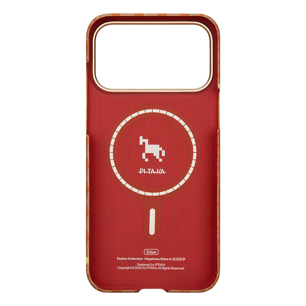 Apple iPhone 17 Pro Max Kılıf M-safe Şarj Özellikli Aramid Fiber Pitaka Edge Serisi Happiness Rides Kapak