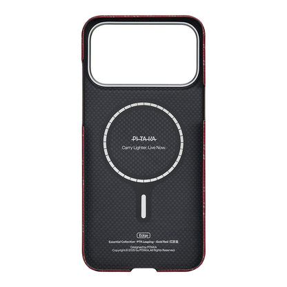 iPhone 17 Pro Max Kılıf M-safe Şarj Özellikli Aramid Fiber Pitaka Tactile Woven Monogram Serisi Kılıf