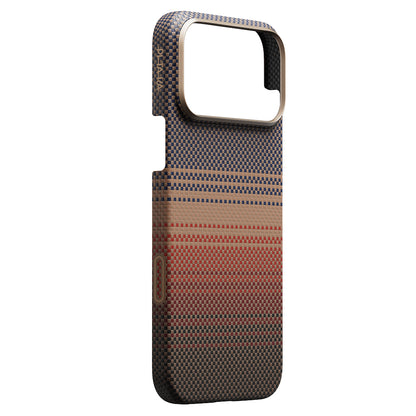 iPhone 17 Pro Max Kılıf M-safe Şarj Özellikli Aramid Fiber Pitaka Tactile Woven Sunset-Moonrise Serisi Kılıf