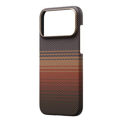 iPhone 17 Pro Max Kılıf M-safe Şarj Özellikli Aramid Fiber Pitaka Tactile Woven Sunset-Moonrise Serisi Kılıf