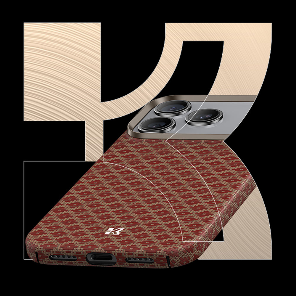 Apple iPhone 17 Pro Max Kılıf M-Safe Şarj Özellikli Benks ArmorAir ArmorGrid Serisi Kevlar Kapak Turuncu