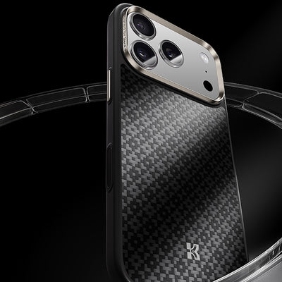 Apple iPhone 17 Pro Max Kılıf M-Safe Şarj Özellikli Benks ArmorPro ArmorGrid Serisi Kevlar Kapak Siyah