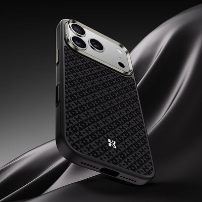 Apple iPhone 17 Pro Max Kılıf M-Safe Şarj Özellikli Benks ArmorPro ArmorGrid Serisi Kevlar Kapak Siyah