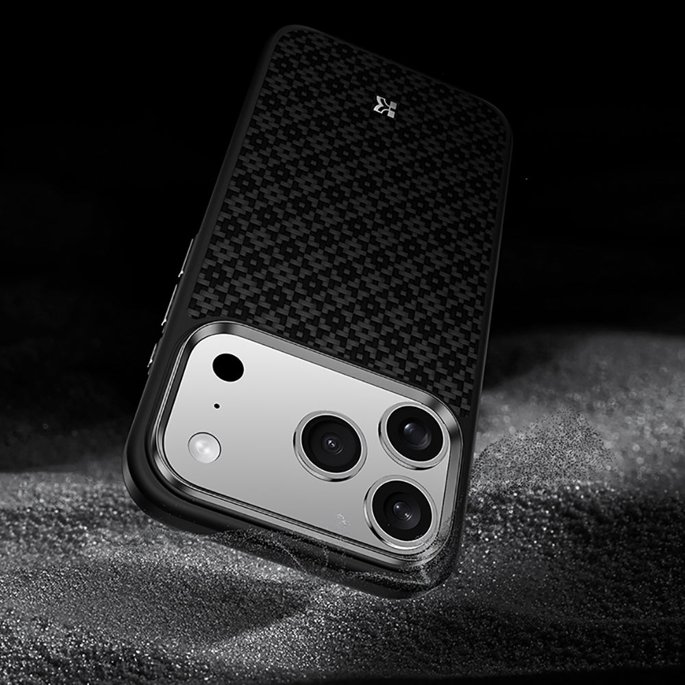 Apple iPhone 17 Pro Max Kılıf M-Safe Şarj Özellikli Benks ArmorPro ArmorGrid Serisi Kevlar Kapak Siyah