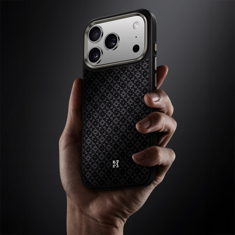 Apple iPhone 17 Pro Max Kılıf M-Safe Şarj Özellikli Benks ArmorPro ArmorGrid Serisi Kevlar Kapak Siyah