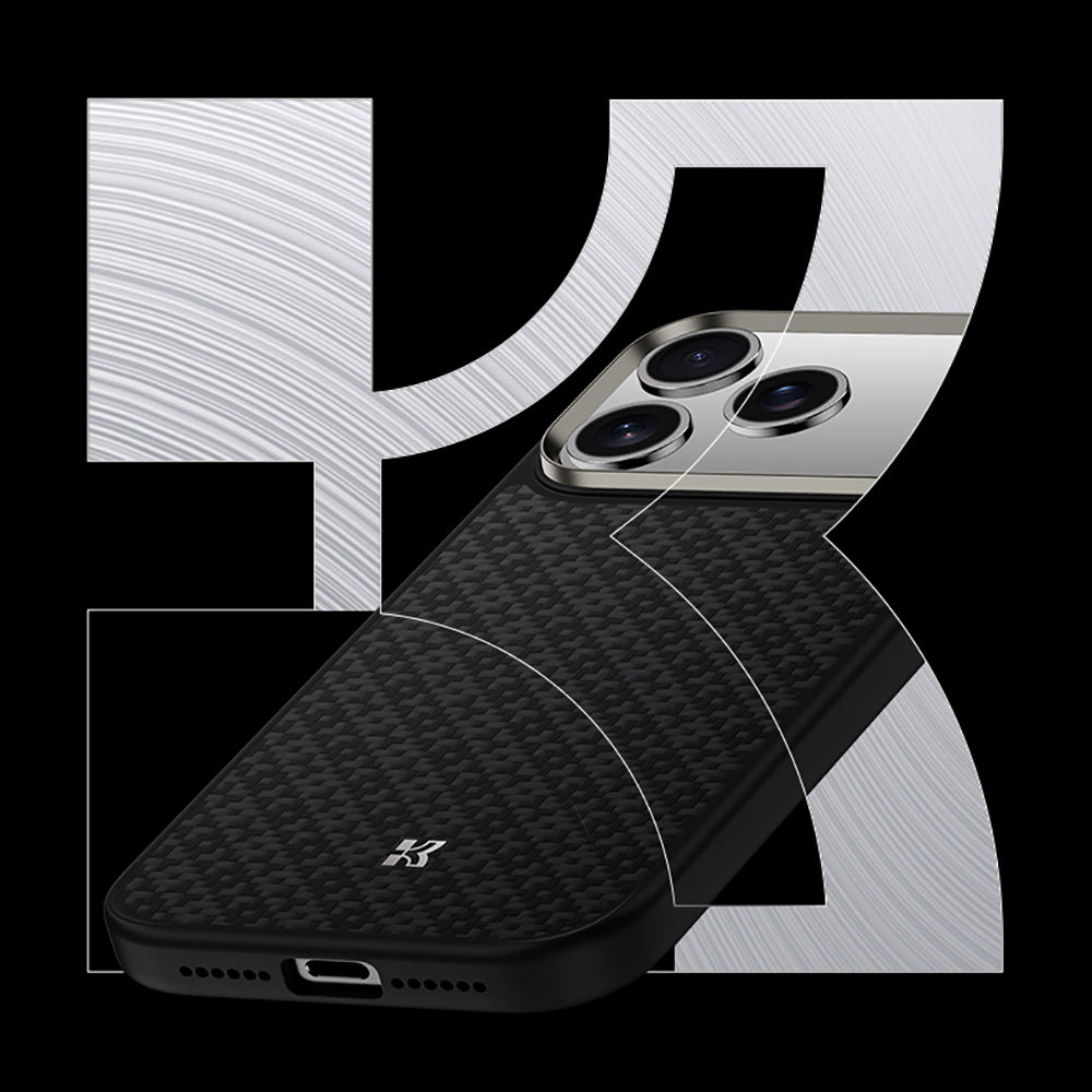 Apple iPhone 17 Pro Max Kılıf M-Safe Şarj Özellikli Benks ArmorPro ArmorGrid Serisi Kevlar Kapak Siyah