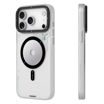 Apple iPhone 17 Pro Max Kılıf M-safe Şarj Özellikli Disk Desenli Youngkit Disc Battle Kapak Siyah