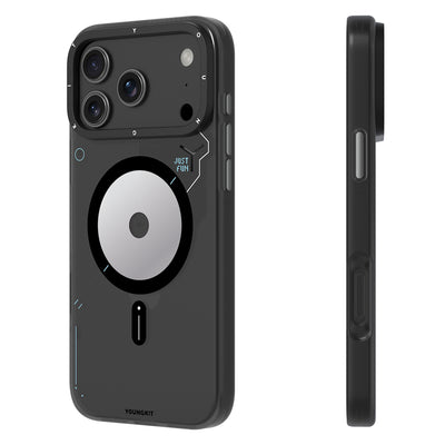 Apple iPhone 17 Pro Max Kılıf M-safe Şarj Özellikli Disk Desenli Youngkit Disc Battle Kapak Siyah