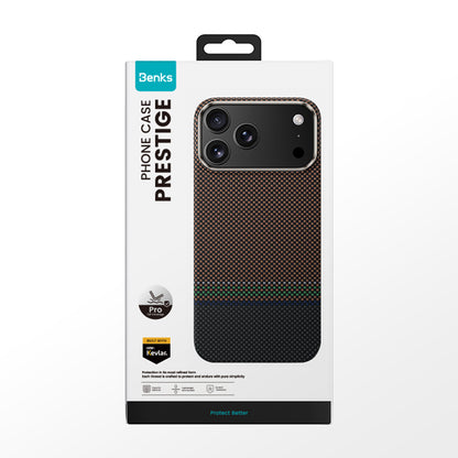 iPhone 17 Pro Max Kılıf M-safe Şarj Özellikli Karbon Fiber Tasarımlı Benks Prestige ArmorPro Kevlar Kılıf