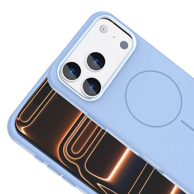 Apple iPhone 17 Pro Max Kılıf M-Safe Şarj Özellikli Metal Kamera Çerçeveli Zore Edi Silikon Kapak Titanyum-Gri