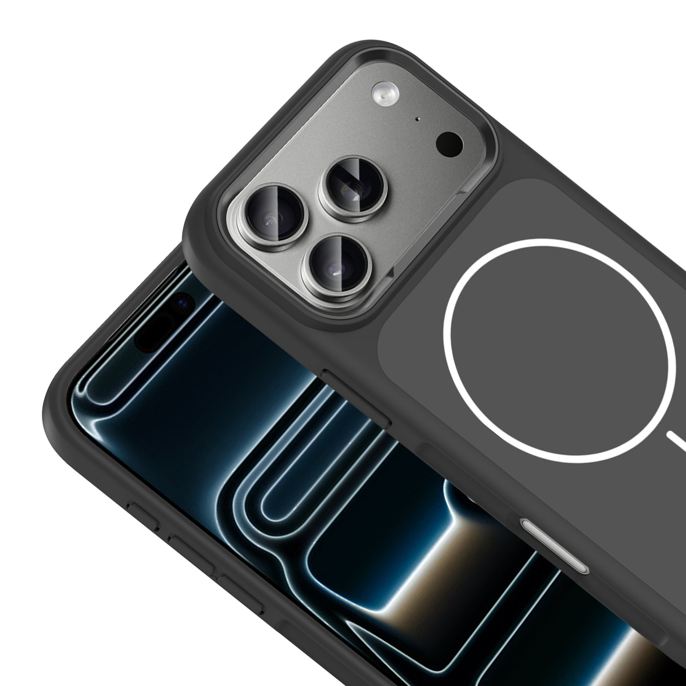 Apple iPhone 17 Pro Max Kılıf M-Safe Şarj Özellikli Metal Kamera Çerçeveli Zore Sanremo Silikon Kapak Gri