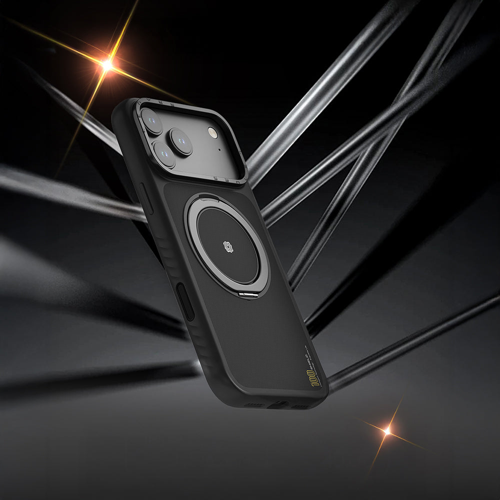 iPhone 17 Pro Max Kılıf M-safe Şarj Özellikli Metal Standlı Lenyes CK225 Kevlar Kılıf