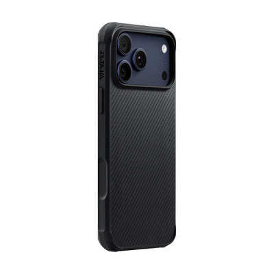 Apple iPhone 17 Pro Max Kılıf M-safe Şarj Özellikli Pitaka Aramid Pro Guard Serisi Black-Gray Kapak Siyah-Gri