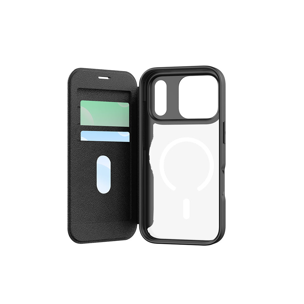 iPhone 17 Pro Max Kılıf M-Safe Şarj Özellikli Raptic Air Folio Şeffaf Kartlıklı Kılıf