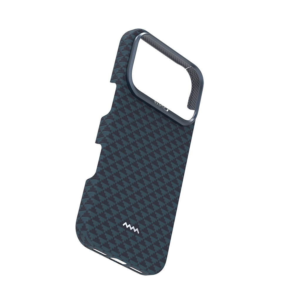 Apple iPhone 17 Pro Max Kılıf M-safe Şarj Özellikli Raptic Aramid Skin Origin Serisi Kapak Gold-Mavi