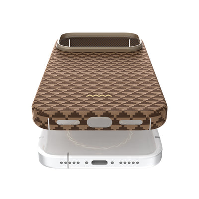 Apple iPhone 17 Pro Max Kılıf M-safe Şarj Özellikli Raptic Aramid Skin Origin Serisi Kapak Gold-Mavi