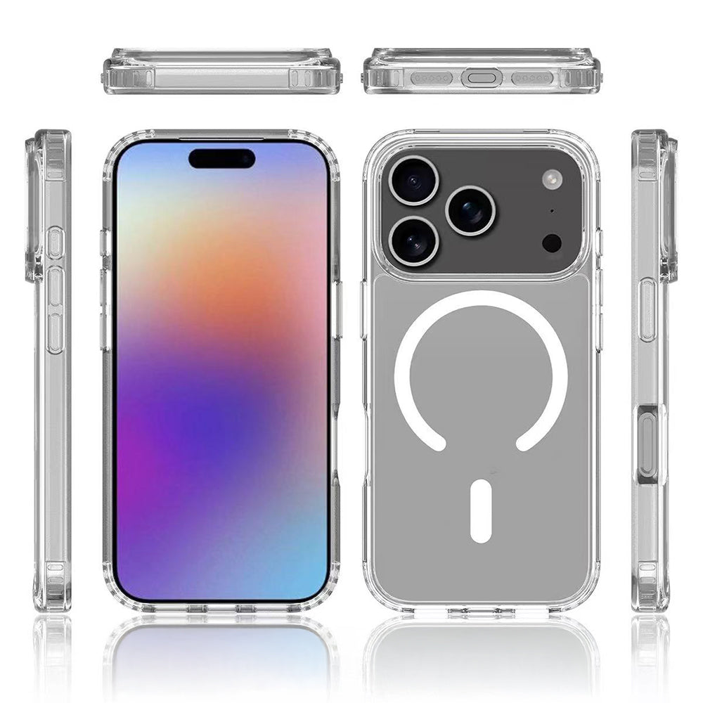 Apple iPhone 17 Pro Max Kılıf M-safe Şarj Özellikli Şeffaf Sert PC Zore Embos Kapak Şeffaf