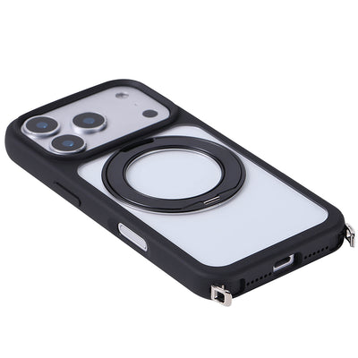 Apple iPhone 17 Pro Max Kılıf M-Safe Şarj Özellikli Standlı Zore Piza Silikon Kapak Turuncu