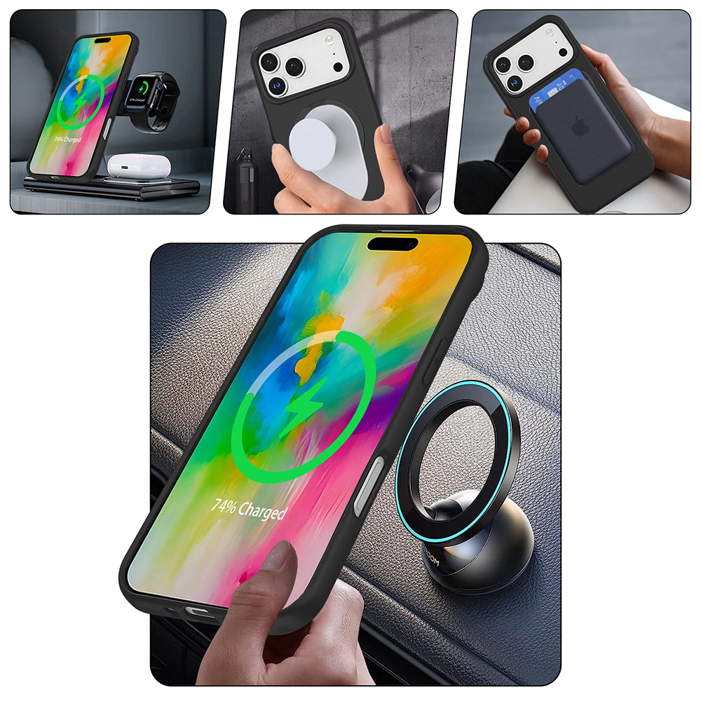 Apple iPhone 17 Pro Max Kılıf M-safe Şarj Özellikli Standlı Zore Samara Kapak Lila