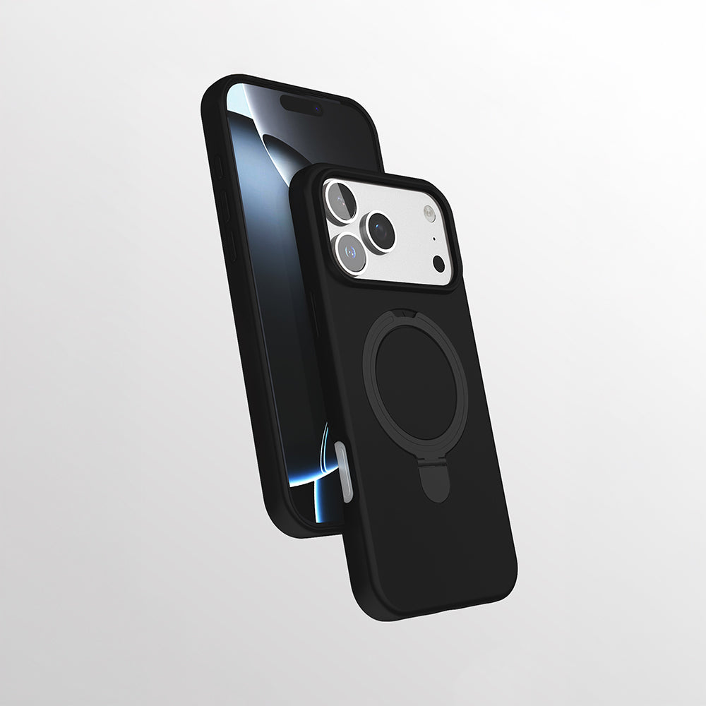 Apple iPhone 17 Pro Max Kılıf M-safe Şarj Özellikli Standlı Zore Samara Kapak Siyah