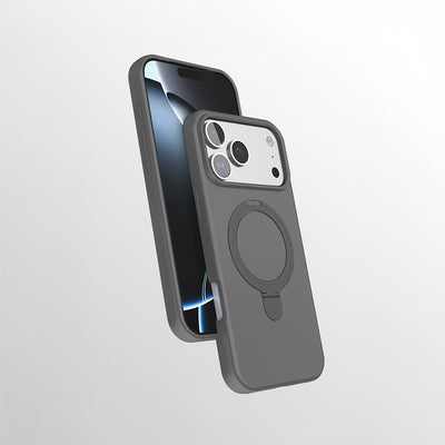 Apple iPhone 17 Pro Max Kılıf M-safe Şarj Özellikli Standlı Zore Samara Kapak Titanyum-Gri