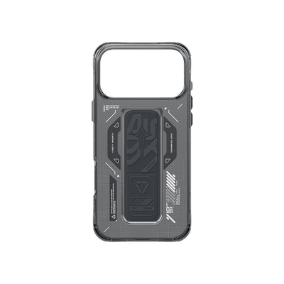 Apple iPhone 17 Pro Max Kılıf M-safe Şarj Özellikli Teknoloji Desenli Skinarma Helio Mag Charge Standlı Kapak Füme