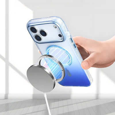 Apple iPhone 17 Pro Max Kılıf M-safe Şarj Özellikli Transparan Renk Geçişli Zore Toros Kapak Siyah