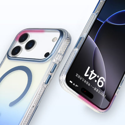 Apple iPhone 17 Pro Max Kılıf M-safe Şarj Özellikli Transparan Renk Geçişli Zore Toros Kapak Gri