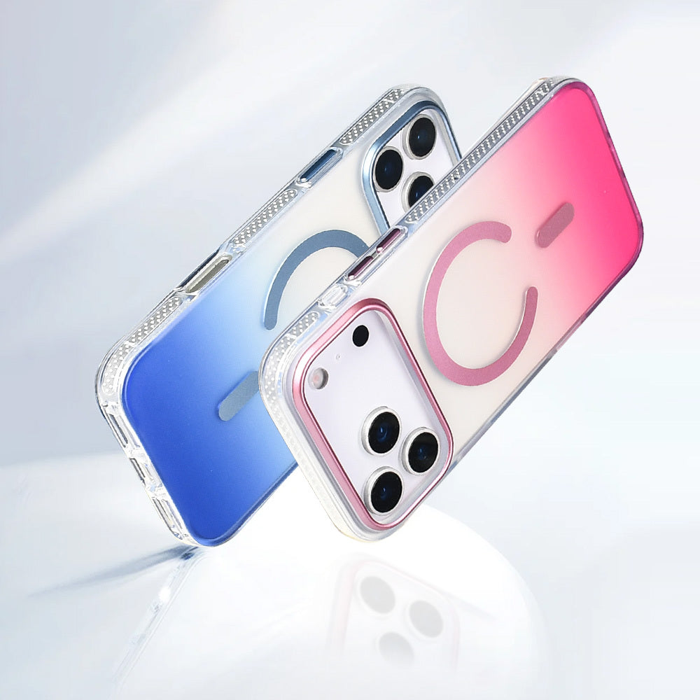 Apple iPhone 17 Pro Max Kılıf M-safe Şarj Özellikli Transparan Renk Geçişli Zore Toros Kapak Rose Pembe