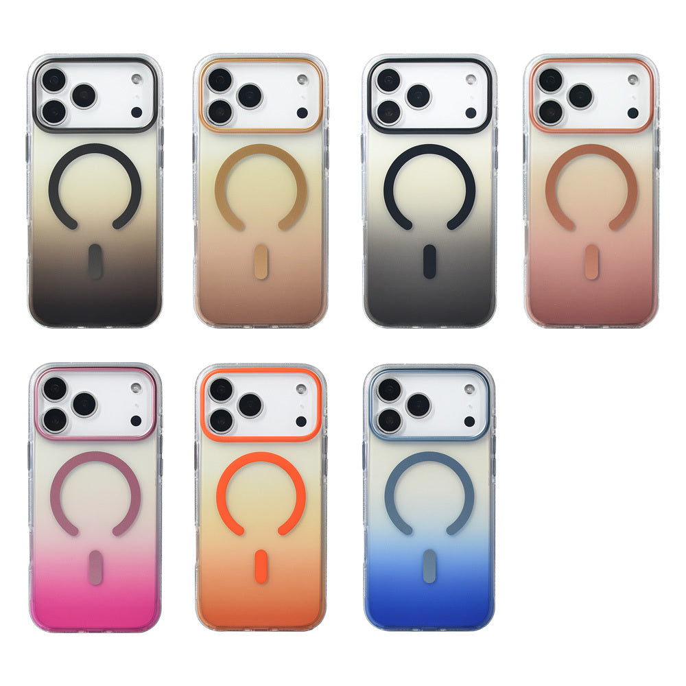 Apple iPhone 17 Pro Max Kılıf M-safe Şarj Özellikli Transparan Renk Geçişli Zore Toros Kapak Rose Pembe