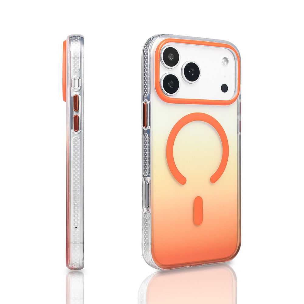 Apple iPhone 17 Pro Max Kılıf M-safe Şarj Özellikli Transparan Renk Geçişli Zore Toros Kapak Rose Pembe