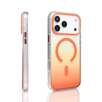 Apple iPhone 17 Pro Max Kılıf M-safe Şarj Özellikli Transparan Renk Geçişli Zore Toros Kapak Rose Pembe