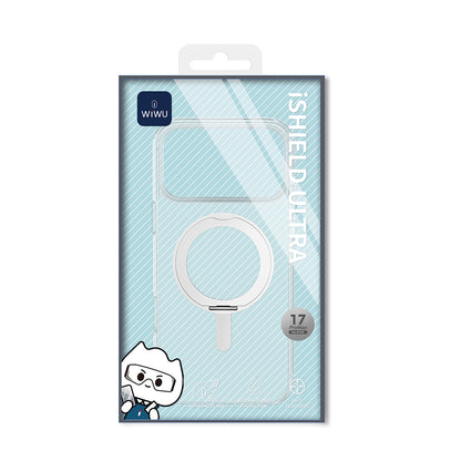 iPhone 17 Pro Max Kılıf M-safe Şarj Özellikli Wiwu MCC-201 iShield Ultra Serisi Standlı Crystal Sert PC Kılıf