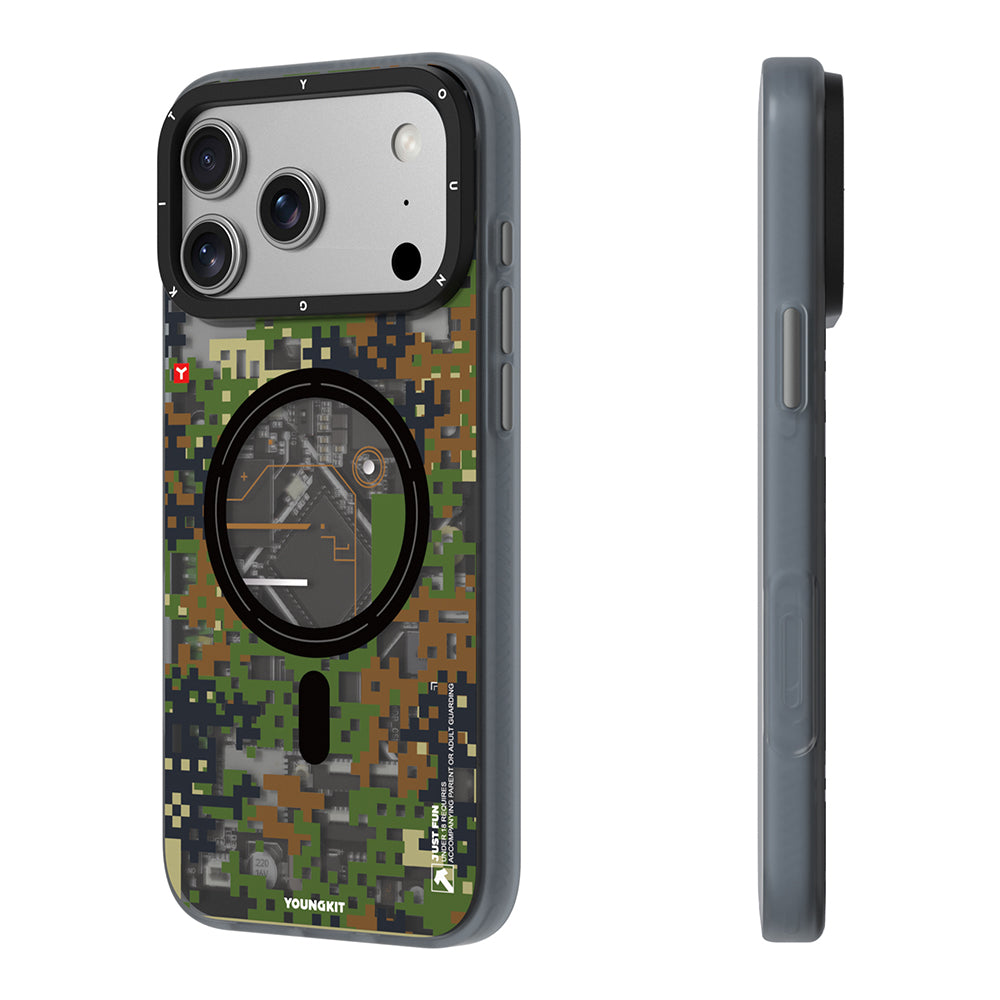 iPhone 17 Pro Max Kılıf M-Safe Şarj Özellikli Youngkit Camouflage Sykell Serisi Kılıf