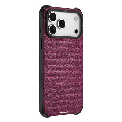 Apple iPhone 17 Pro Max Kılıf M-safe Şarj Özellikli Youngkit Canvas Serisi Kapak Mürdüm