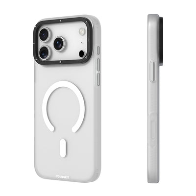 Apple iPhone 17 Pro Max Kılıf M-safe Şarj Özellikli Youngkit Hidden Sand Serisi Kapak Beyaz