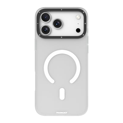 Apple iPhone 17 Pro Max Kılıf M-safe Şarj Özellikli Youngkit Hidden Sand Serisi Kapak Beyaz
