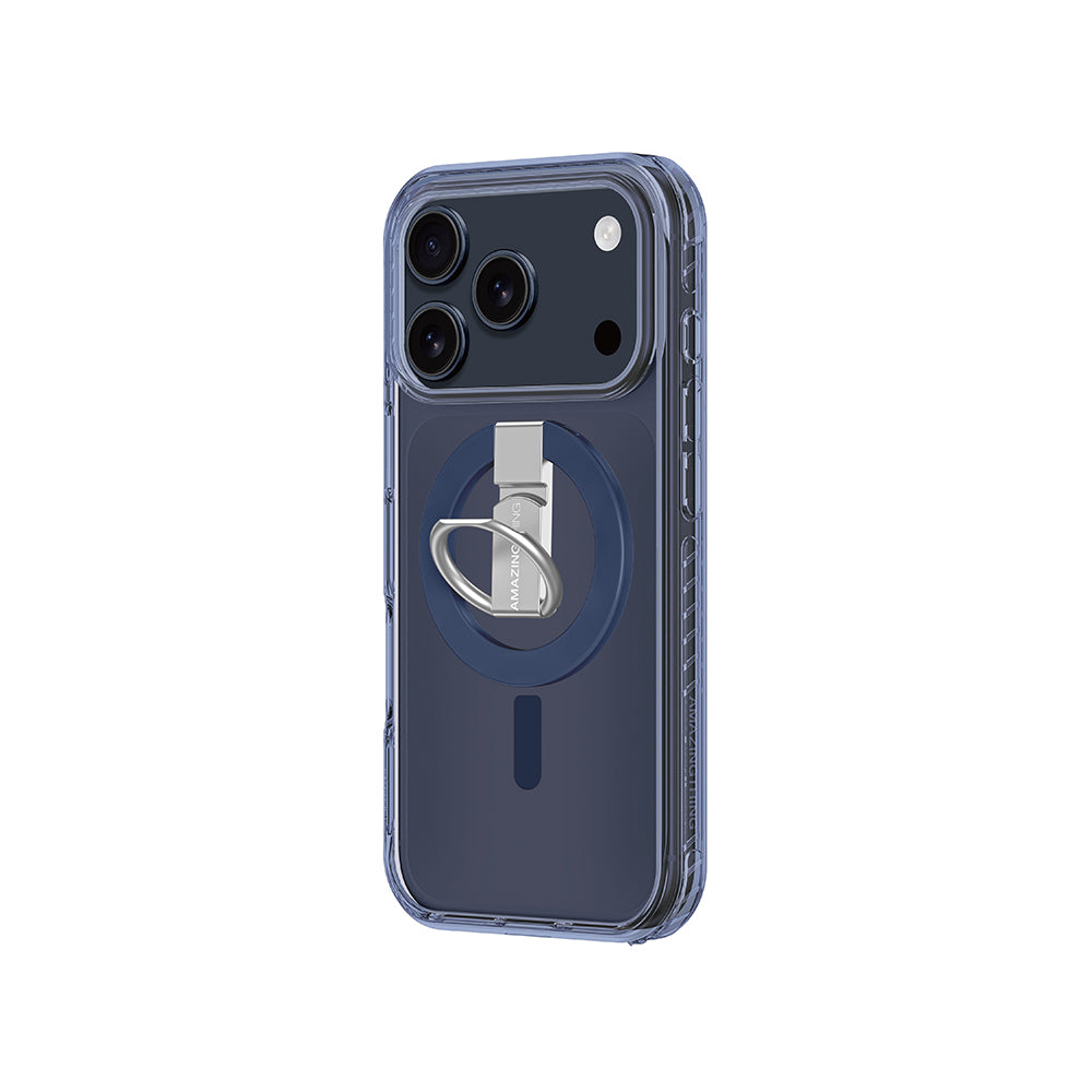 Apple iPhone 17 Pro Max Kılıf M-safe Şarj Özellikli Yüzük Standlı Amazingthing Titan Pro Serisi Kapak Turuncu