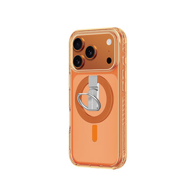 Apple iPhone 17 Pro Max Kılıf M-safe Şarj Özellikli Yüzük Standlı Amazingthing Titan Pro Serisi Kapak Turuncu