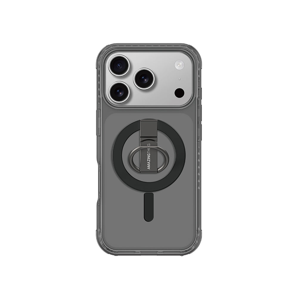 Apple iPhone 17 Pro Max Kılıf M-safe Şarj Özellikli Yüzük Standlı Amazingthing Titan Pro Serisi Kapak Siyah