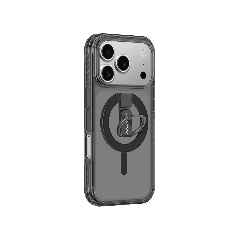Apple iPhone 17 Pro Max Kılıf M-safe Şarj Özellikli Yüzük Standlı Amazingthing Titan Pro Serisi Kapak Turuncu