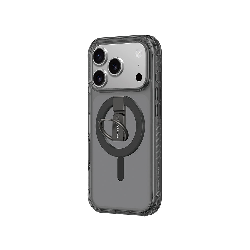 Apple iPhone 17 Pro Max Kılıf M-safe Şarj Özellikli Yüzük Standlı Amazingthing Titan Pro Serisi Kapak Turuncu